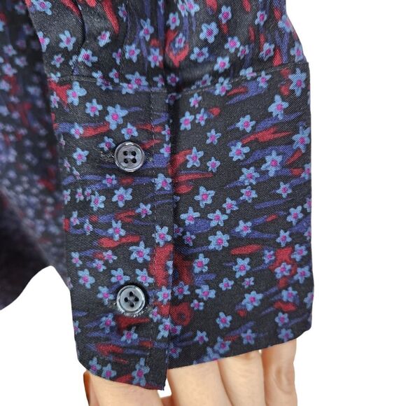 AND OTHER STORIES Dress Womens 8 Blue Floral Fit Flare Shirtdress Long Sleeve - Picture 4 of 10